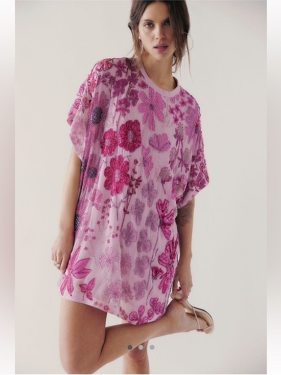 Free People Dresses & Skirts - Free People Pink Jewel Embroidered Mini Dress